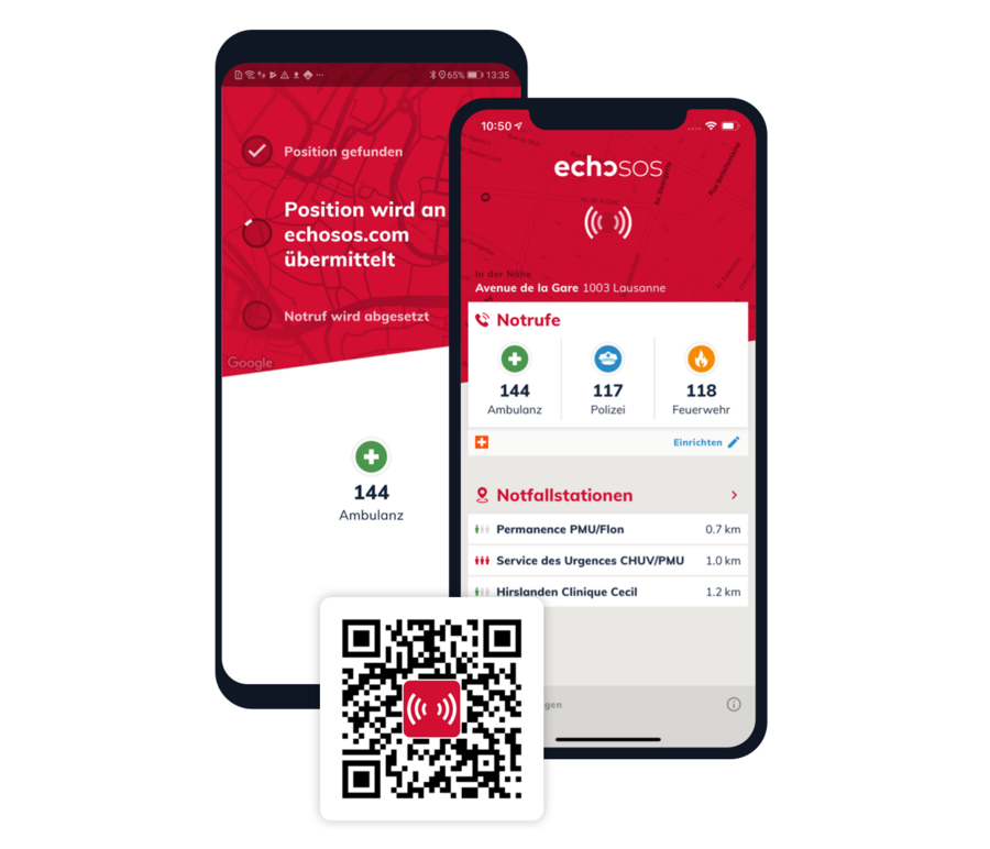 Ansicht der Echo SOS App auf dem Smartphone