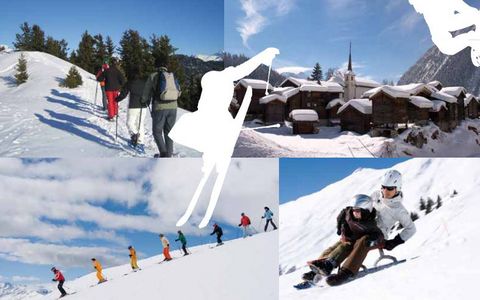 Schneeschuhläufer, Skifahrer und Schlittenfahrer sind auf dem Introbild des Jahresberichtes ersichtlich.